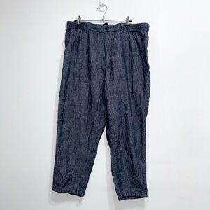 BANANA REPUBLIC Women’s Mason Tapered Pants Blue Linen Blend 36x23 Altered